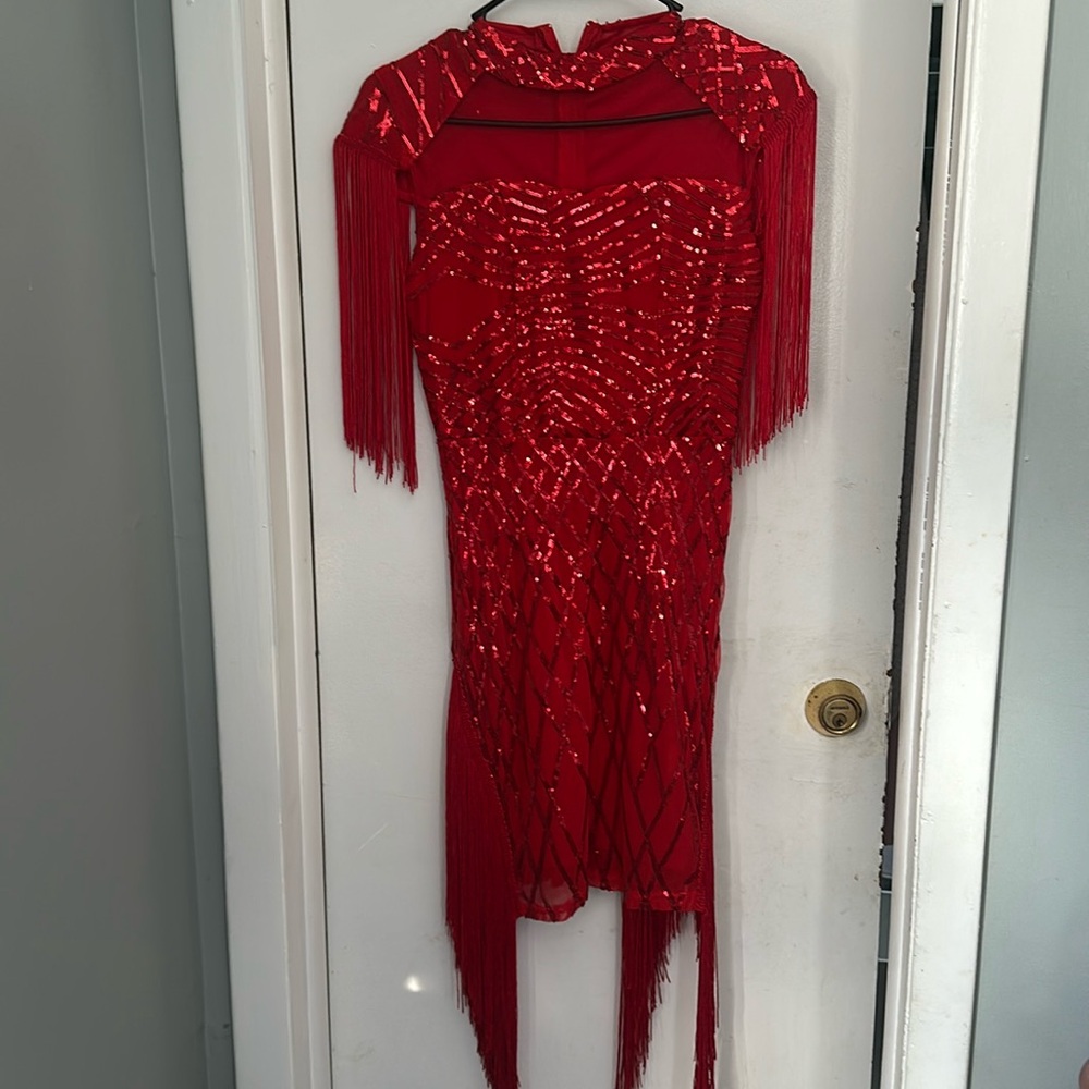 Red dress with tassle